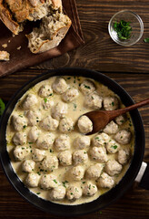 Swedish meatballs with white creamy sauce