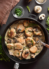 Pork medallions in mushroom gravy