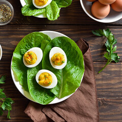 Deviled eggs with paprika, mustard and mayonnaise