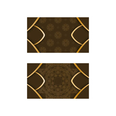 Visiting business card in brown color with Indian gold pattern for your business.