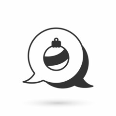 Grey Christmas ball icon isolated on white background. Merry Christmas and Happy New Year. Vector