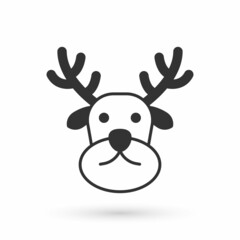 Grey Reindeer icon isolated on white background. Merry Christmas and Happy New Year. Vector