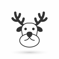 Grey Reindeer icon isolated on white background. Merry Christmas and Happy New Year. Vector