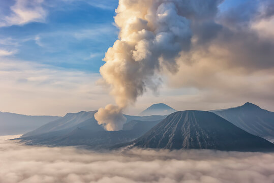 Activity at Mount Bromo in the early morning