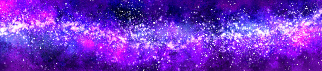 Space background with realistic nebula and lots of shining stars. Infinite universe and starry night. Colorful cosmos with stardust and the Milky Way. 