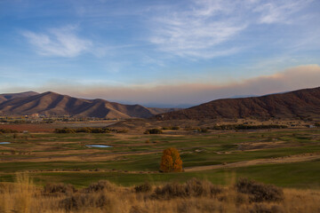 Landscape of the mountains and blue sky with white clouds