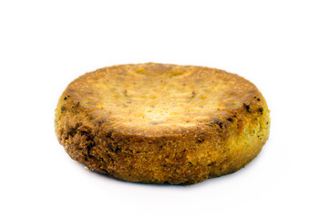 vegan vegetable and quinoa based hamburger, homemade vegan food, healthy snack, artificial meat, white background, isolated.