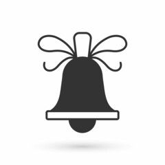 Grey Merry Christmas ringing bell icon isolated on white background. Alarm symbol, service bell, handbell sign, notification. Vector