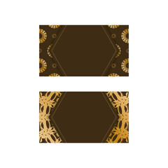 Brown business card with Indian gold pattern for your business.