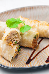 still life of spring rolls