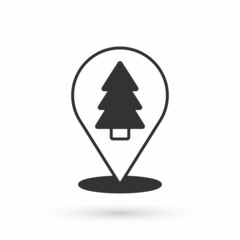 Fototapeta premium Grey Christmas tree icon isolated on white background. Merry Christmas and Happy New Year. Vector