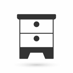Grey Furniture nightstand icon isolated on white background. Vector