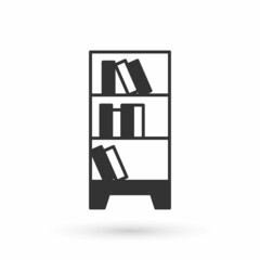 Grey Library bookshelf icon isolated on white background. Vector