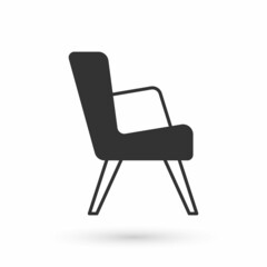 Grey Armchair icon isolated on white background. Vector