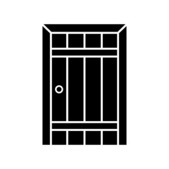 Door icon. Black silhouette. Front view. Vector simple flat graphic illustration. The isolated object on a white background. Isolate.