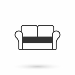 Grey Sofa icon isolated on white background. Vector