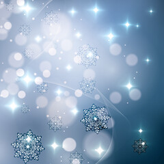 Vector blue snowflakes shining background - 464523262