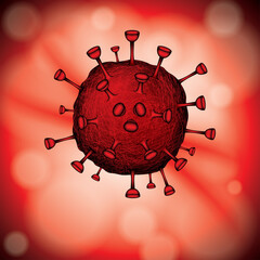Vector illustration of Coronavirus on a blurry red background - 464523265