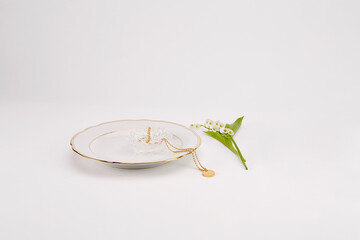 Schmuck, Maiglöckchen, Porzellan,