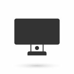 Grey Computer monitor icon isolated on white background. PC component sign. Vector