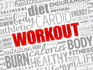 WORKOUT word cloud collage, fitness, health concept background