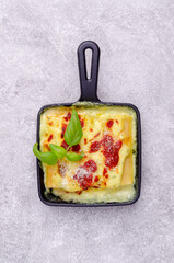 Traditional baked cannelloni with meat filling