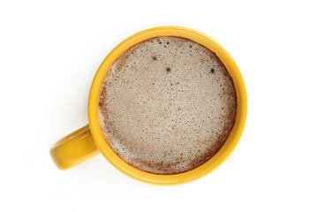 Cocoa in cup isolated on white background