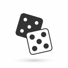 Grey Game dice icon isolated on white background. Casino gambling. Vector