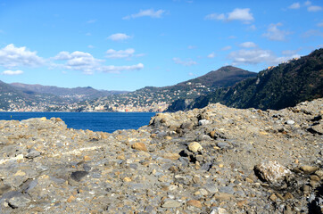 Punta Chiappa, stretch of coast on the Portofino promontory in Genoa in Liguria