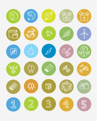 ICON . Ecology Icons. Signs and Symbols. Drawn icons. Creative freehand drawn pictograms. Icons of nature, packaging, climate, climate, sustainable energy, recycling, renewable energy, composting.