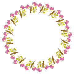 Floral frame. Flowers and leaves. Vector. Colorful element for design in doodle style.
