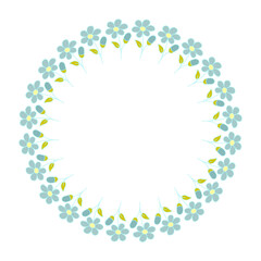 Floral frame. Flowers and leaves. Vector. Colorful element for design in doodle style.
