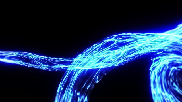 液体のようなじんわりと広がる青い色の金属のようなオーラ