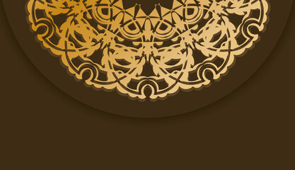Background in brown color with luxurious gold ornaments and space for your logo or text