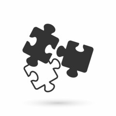 Grey Puzzle pieces toy icon isolated on white background. Vector