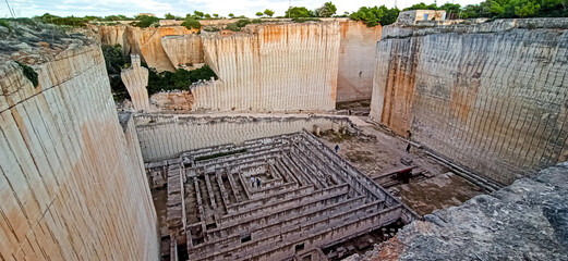 L&iacute;thica, Pedreres de s'Hostal, Menorca, Balearic Islands, Spain. Sandstone quarry. Labyrinth