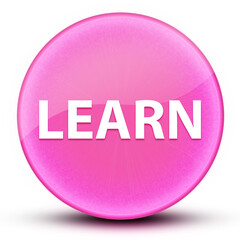 Learn eyeball glossy elegant pink round button abstract