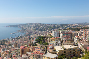 View of the coastline of Posillipo, Naples, Italy.