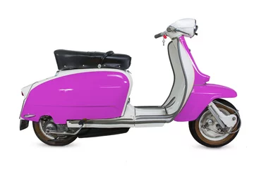 Crédence de cuisine en verre imprimé Scooter Vintage pink italian lambretta motorcycle - sixties - isolated on white background - Italy