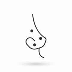 Grey Acne icon isolated on white background. Inflamed pimple on the skin. The sebum in the clogged pore promotes the growth of a bacteria. Vector