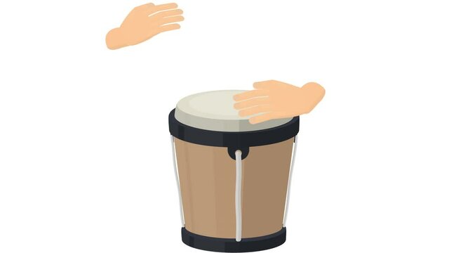 Bongo drum. Drumming, the alpha channel is on. Cartoon