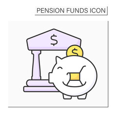 Pension funds investment color icon. Investing money for better retirement. Accumulate earnings in bank. Economy concept. Isolated vector illustration
