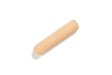Wooden pin (pod) for furniture assembly on white background