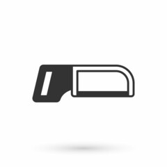 Grey Hacksaw icon isolated on white background. Metal saw for wood and metal. Vector