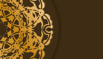 Background in brown color with abstract gold pattern and space for your logo