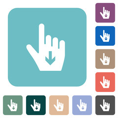 Hand cursor down solid rounded square flat icons