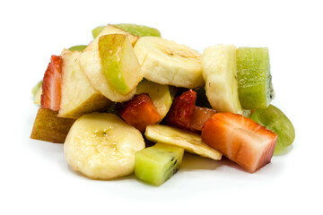 Fruit salad isolated on white background