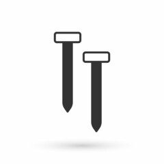 Grey Metallic nails icon isolated on white background. Vector