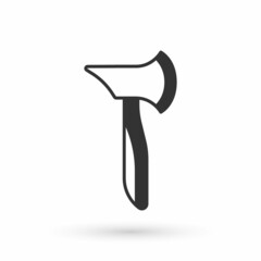 Grey Wooden axe icon isolated on white background. Lumberjack axe. Vector