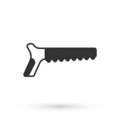 Grey Hand saw icon isolated on white background. Vector